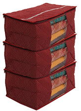 Kuber Industries Hathkadi 3 Piece Cotton Saree Cover, Maroon